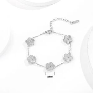 Stainless Steel Five Leaf Flower Bracelets